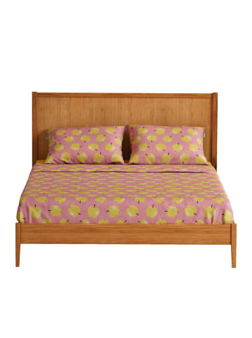 Benetton 4-delige set: bedlaken en kussenslopen lichtroze/geel