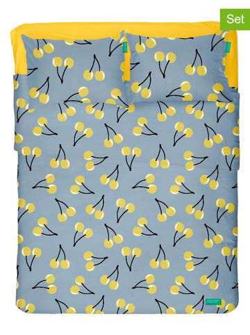 Benetton 4-delige beddengoedset lichtblauw/geel