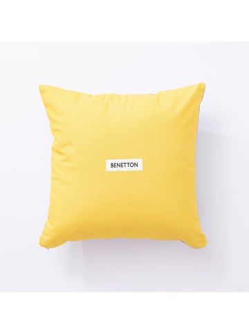 Benetton Poduszka w kolorze żółto-białym