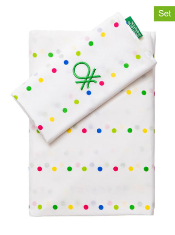 Benetton 3tlg. Bettwäsche-Set in Weiß/ Bunt