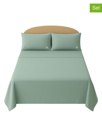 Benetton 4-delige set: bedlaken en kussenslopen mintgroen