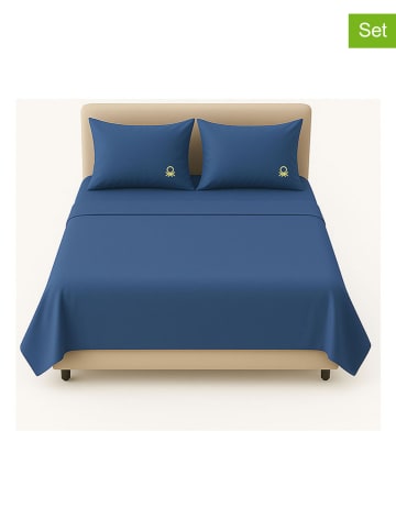 Benetton 4-delige set: bedlaken en kussenslopen blauw