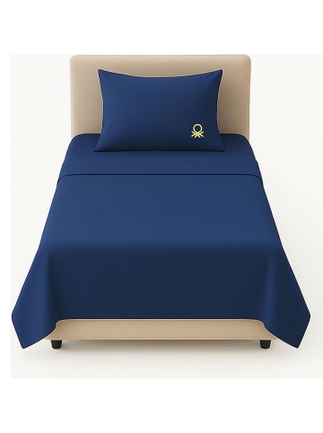 Benetton 4-delige set: bedlaken en kussenslopen blauw