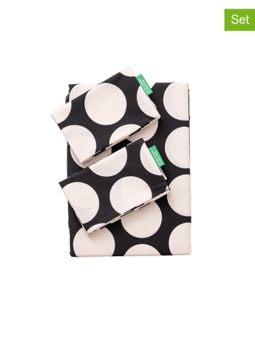 Benetton 4-delige beddengoedset zwart/wit