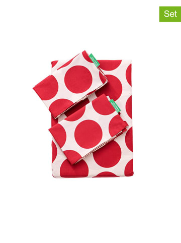 Benetton 4-delige beddengoedset rood/wit