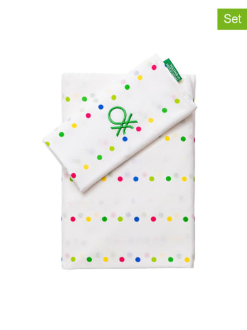 Benetton 3tlg. Bettwäsche-Set in Weiß/ Bunt