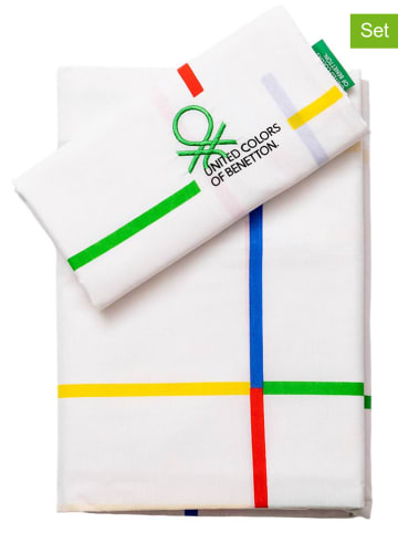 Benetton 3-delige beddengoedset wit/meerkleurig
