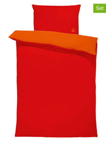 Benetton 3tlg. Bettwäsche-Set in Rot
