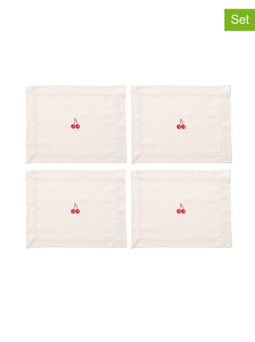 Benetton 4-delige set: placemats crème/rood - (L)35 x (B)45 cm