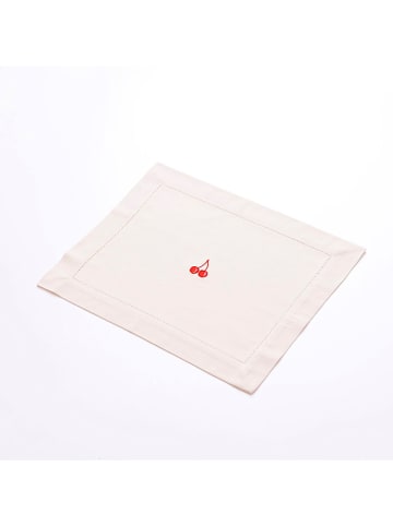 Benetton 4-delige set: placemats crème/rood - (L)35 x (B)45 cm