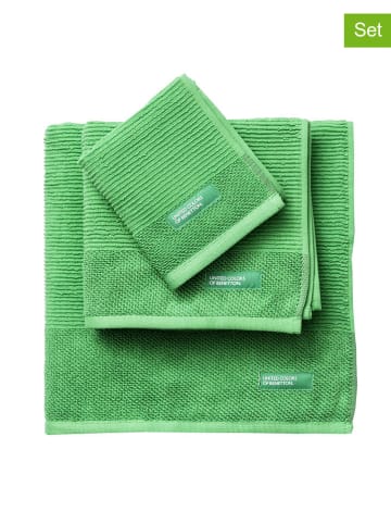 Benetton 3tlg. Handtuchset in Grün
