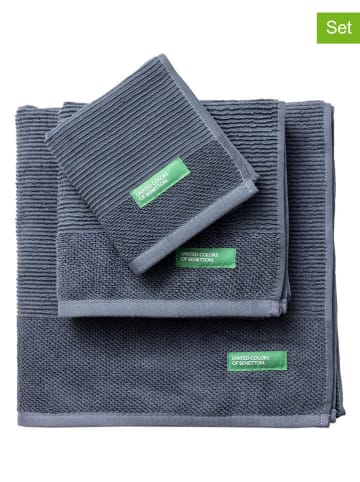 Benetton 3tlg. Frottierwaren-Set in Grau