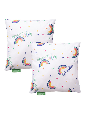 Benetton Kussen "Rainbow" wit/meerkleurig - (L)40 x (B)40 cm