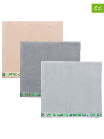 Benetton 3er-Set: Badetücher in Beige/ Grau - (L)160 x (B)90 cm