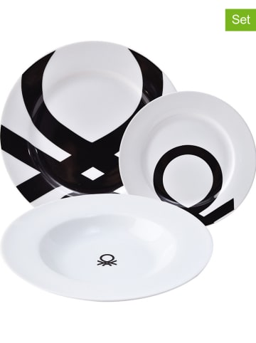 Benetton 18-delig tafelservies wit/zwart