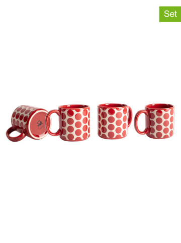 Benetton 4er-Set: Kaffeetassen in Rot - 360 ml