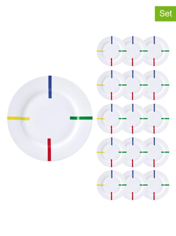 Benetton Talerze obiadowe (16 szt.) w kolorze białym ze wzorem - Ø 26,8 cm