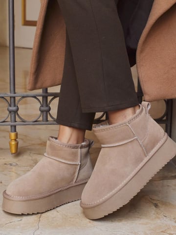 Bellucci Leder-Boots in Khaki