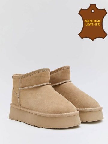 Bellucci Skórzane botki w kolorze khaki