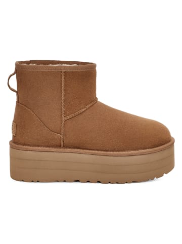 UGG Botki "W Classic Mini Platform" w kolorze jasnobrązowym ze skóry jagnięcej