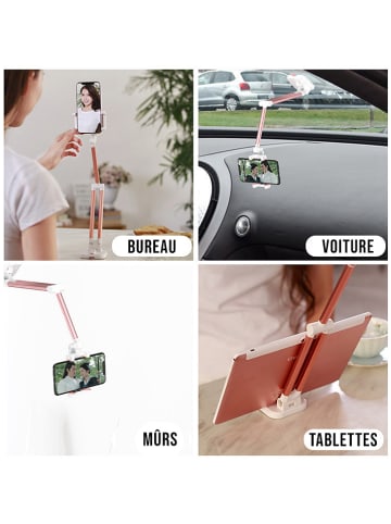 SWEET ACCESS Uniwersalny uchwyt w kolorze biało-jasnoróżowym na smartfona