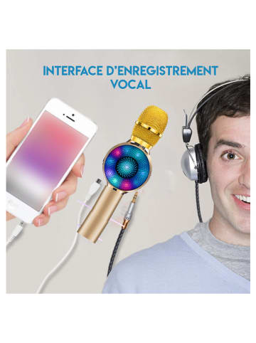 SWEET ACCESS Mikrofon w kolorze złotym z głośnikiem Bluetooth do karaoke