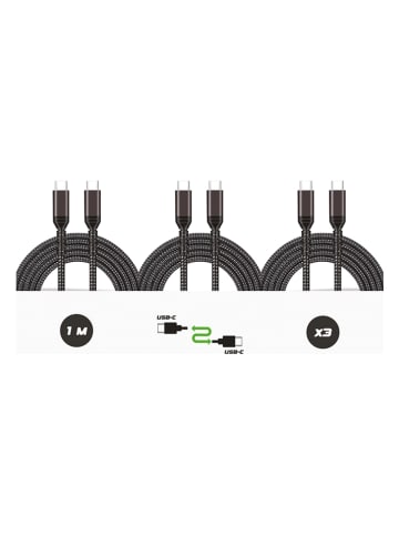 SmartCase 3er-Set: USB-C-Kabel in Schwarz - (L)1 m