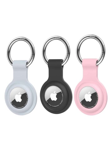 SmartCase 3er-Set Hülle für Airtag in Grau/ Schwarz/ Rosa
