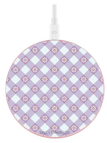 SWEET ACCESS Induktions-Ladestation "Purple Vichy" in Lila/ Weiß