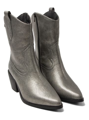 Lazamani Leder-Stiefeletten in Silber