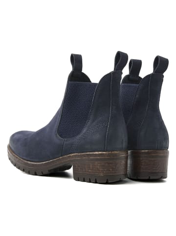 Lazamani Skórzane sztyblety w kolorze granatowym