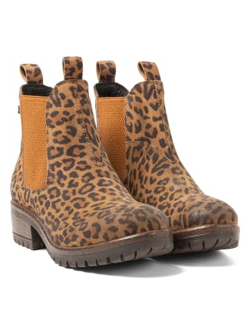 Lazamani Leren chelseaboots lichtbruin/zwart