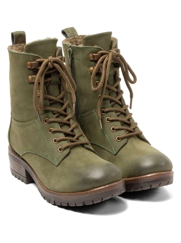 Lazamani Leder-Boots in Khaki