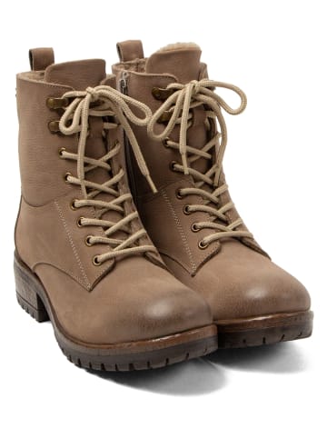 Lazamani Leren boots taupe