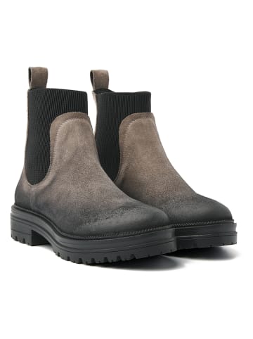 Lazamani Leder-Chelsea-Boots in Anthrazit/ Beige
