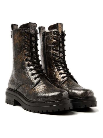Lazamani Leren boots bruin/goudkleurig