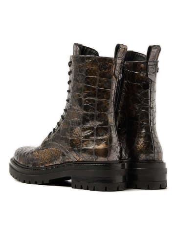 Lazamani Leren boots bruin/goudkleurig