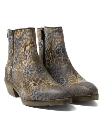 Lazamani Leren boots kaki/lichtbruin