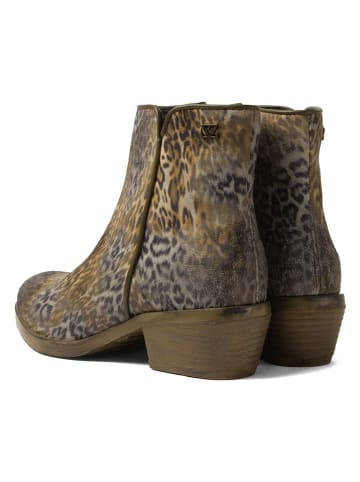 Lazamani Leren boots kaki/lichtbruin