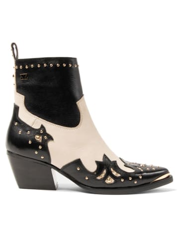 Lazamani Skórzane botki w kolorze kremowo-czarnym