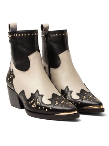 Lazamani Skórzane botki w kolorze kremowo-czarnym