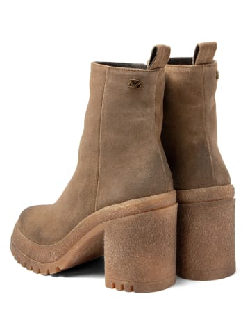 Lazamani Skórzane botki w kolorze szarobrązowym