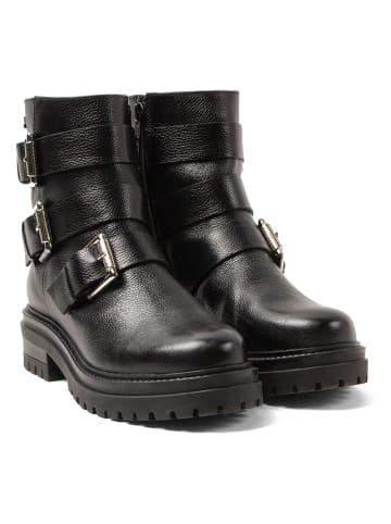 Lazamani Skórzane botki w kolorze czarnym