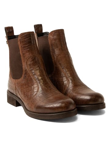 Lazamani Leren chelseaboots lichtbruin