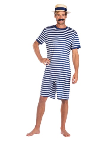 amscan 3-delig kostuum "1920er Schwimmanzug" donkerblauw/wit