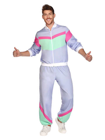 amscan 2-delig kostuum "80er Jahre Jogginanzug" paars/groen/roze