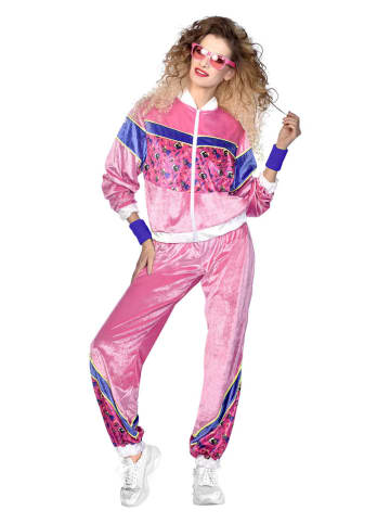 amscan 2-delig kostuum "80er Jahre Jogginanzug" lichtroze/blauw