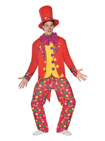 amscan 5-częściowy kostium "Colorful clown" w kolorze czerwono-żółtym ze wzorem