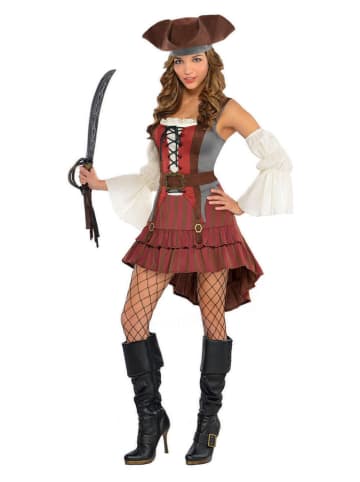 amscan 3-delig kostuum "Castaway Pirate" rood/lichtbruin/crème