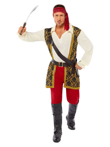 amscan 4-częściowy kostium "Pirate shipmate" w kolorze beżowo-czerwono-żółtym